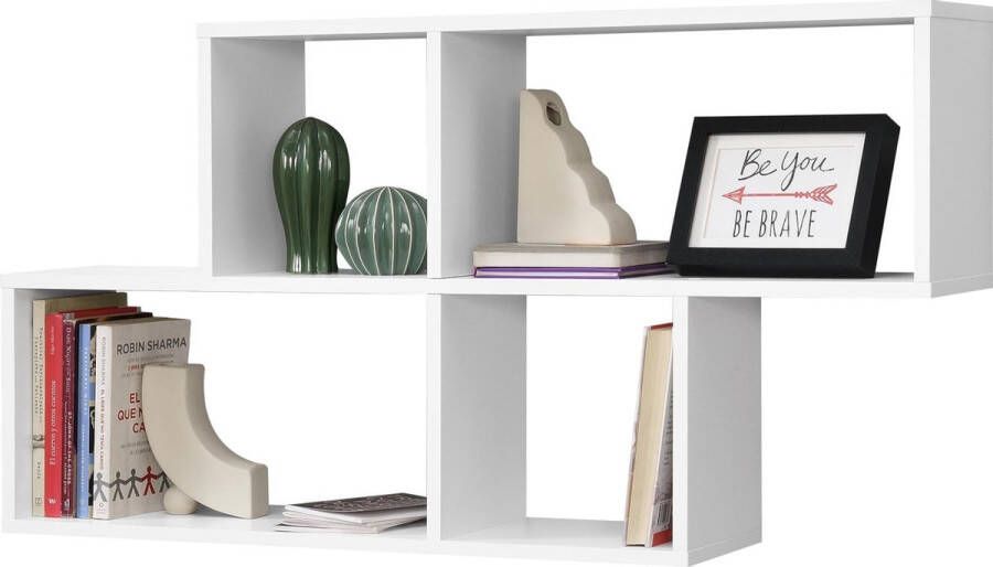 Neu.haus Wandplank Bryne met 4 vakken 100x19 5x53 cm wit