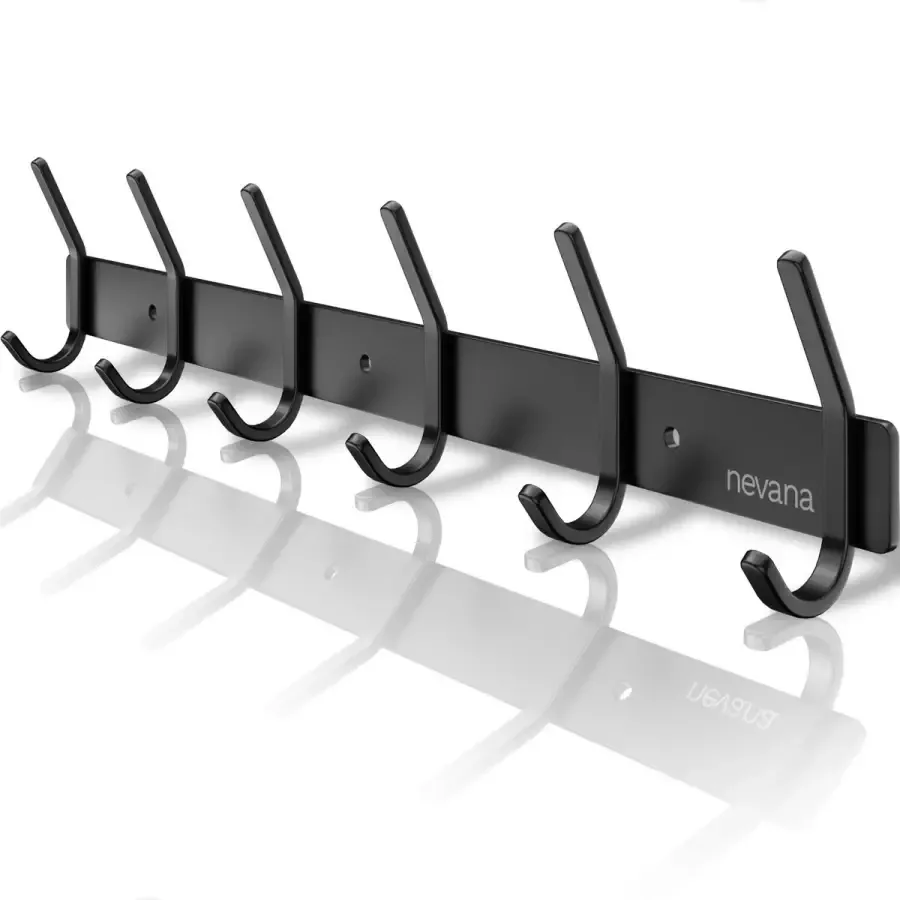 Nevana Wandkapstok 43cm Muur Kapstok Jashaak Hangend Industrieel RVS Zwart - Foto 2