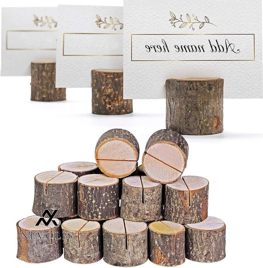 Nevolis 50 Houten Tafel Kaarthouders Plaatskaarthouders Tafelnummer Naambordhouder Fotohouder Bruiloften Kerstmis Verjaardagen Feesten Rustieke en Vintage Decoratie