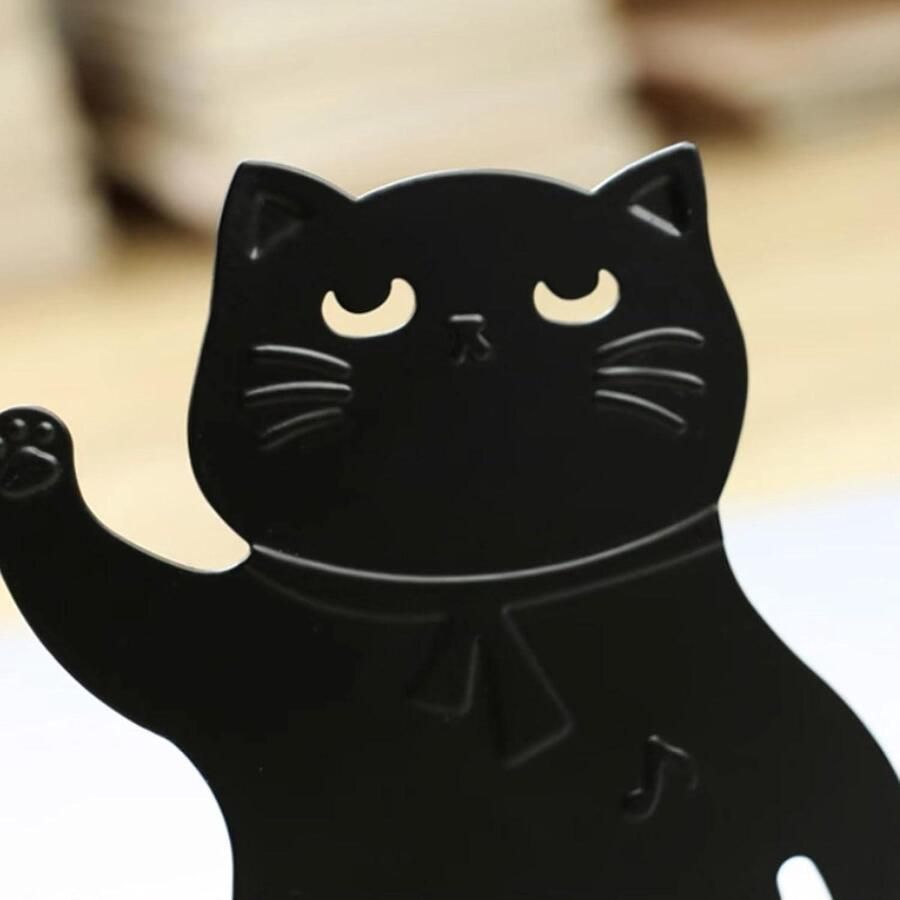 Nevolis Bookends Bookshelf Cat Bookend Supports Rounded Corners Design Decorative Animals Metal Bookend