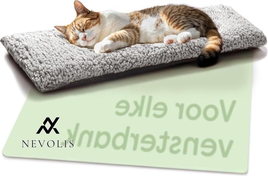 Nevolis Cat Window Bed 90 cm Self-Heating Mat Non-slip Soft and Cozy Hammock Washable Cover Grey Color