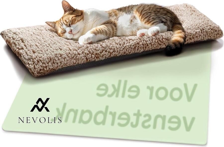 Nevolis Cat Window Bed 90 cm Self-Heating Mat Non-slip Soft Cozy Hammock Washable Cover Brown