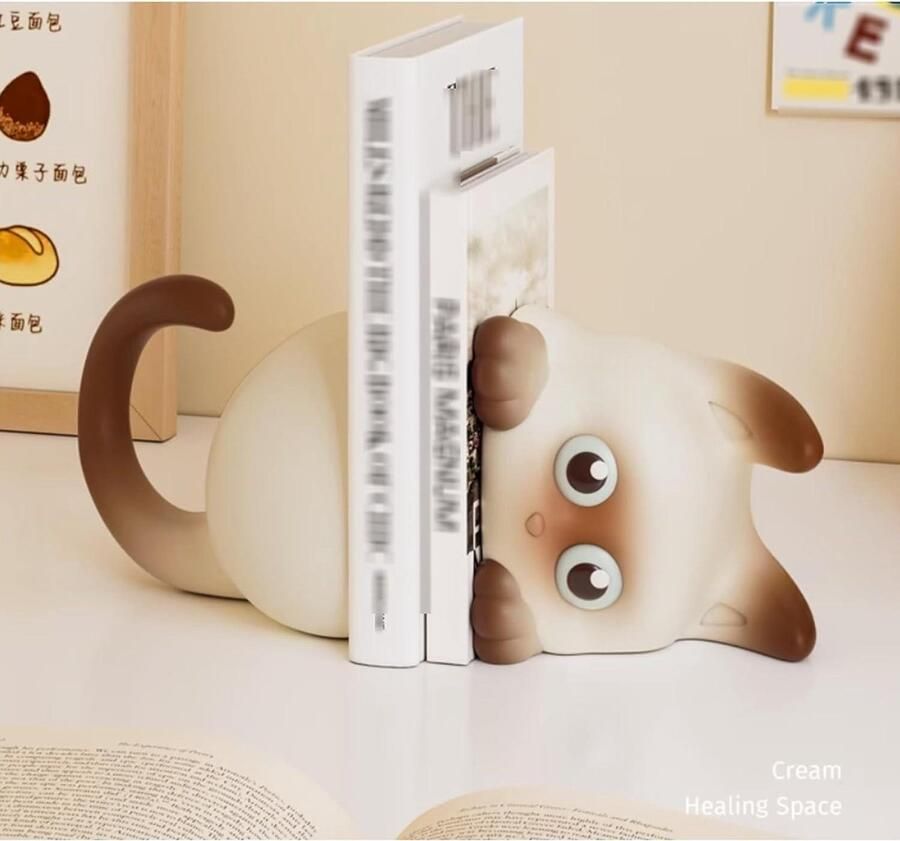 Nevolis Creative Cat Bookends Decorative Resin Animal Statue Bookholder Stopper for Home Desk Living Room Decor