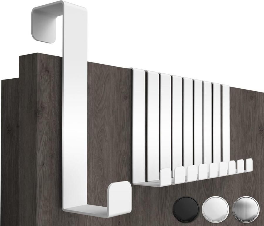 Nevolis Deurkapstok Set van 10 – Witte Deurhaken 8 cm voor Deurdikte 1 6–2 cm – Sterke Multifunctionele Haken voor Jas Handdoek Keuken & Badkamer – Robuuste Wandhaken Zonder Boren