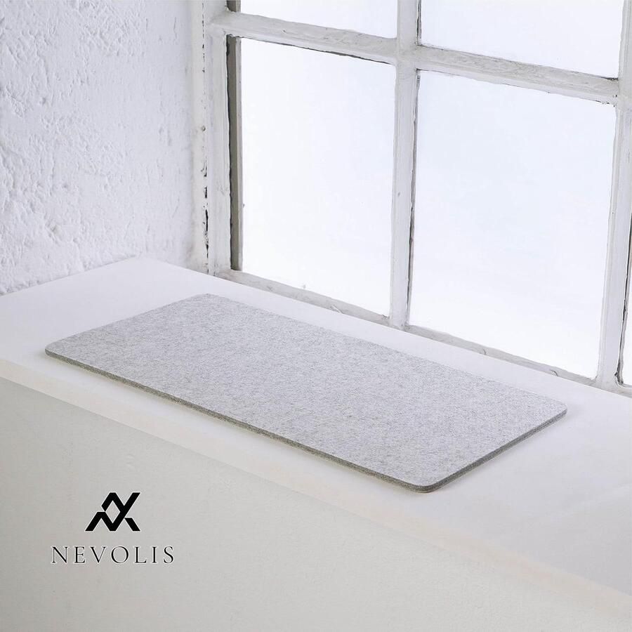 Nevolis FELTY Cat Window Sill Mat Wool Felt Cat Bed Cat Cushion for Window Sill Light Grey Cats Window Bed