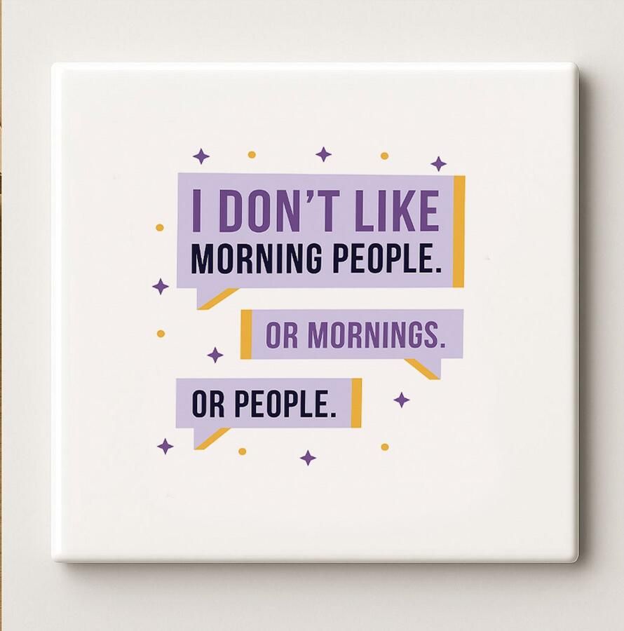 Nevolis Grappige Anti-Ochtendmens Tegel 15x15cm Sarcasme Bureau Decoratie Humoristisch Ik Hou Niet van Mensen Cadeau