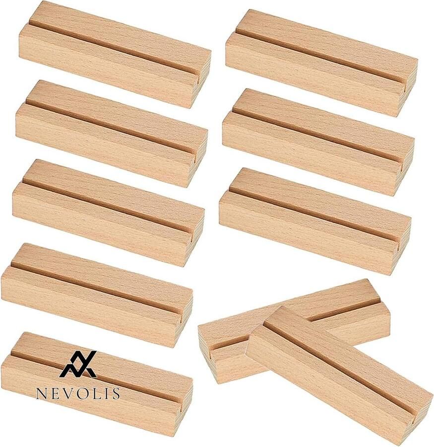 Nevolis Natuurlijk Massief Hout Kaartenhouder-Houten Kaartenhouders-Houten Tafelkaarthouder-Plaatskaarthouder voor Bruiloft Tafel Naam Nummer Foto
