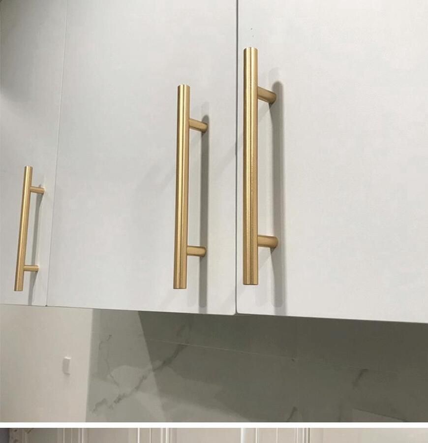 CHPN Goudkleurige Keukenkastgreep Goudkleurig Metaal 192mm Hartafstand Moderne Ronde Greep Incl. Schroeven Kast Lade Deur- Handgreep Keukenaccessoire