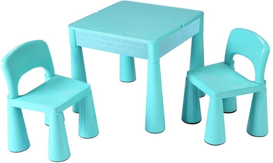 New baby Tafel en stoelen set Duurzaam kunststof Verdekt opbergruimte Water- en zandbakfunctie Kindermeubels Speeltafel Plastic furniture Kindertafel set Lego bouwstenen