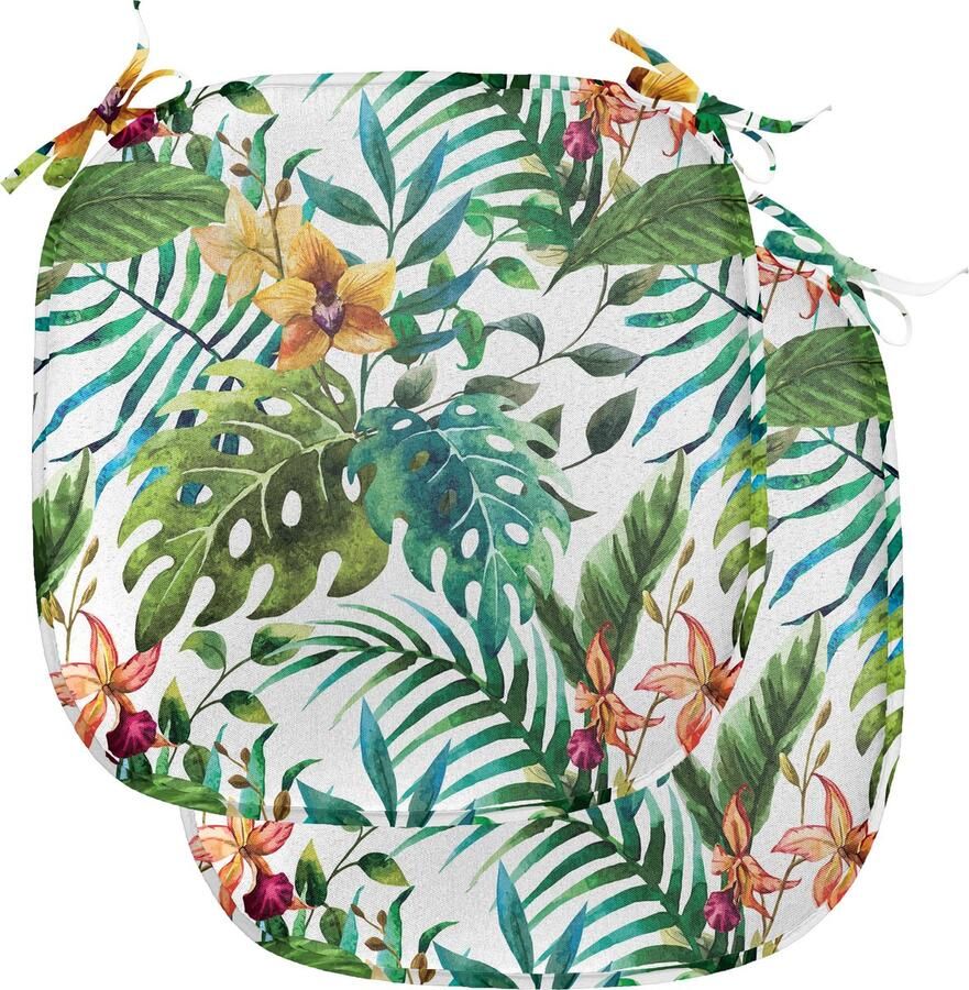 New Bed Blad Palmboom Bloemen Hibiscus Stoelkussen Set van 2 Anti-Slip Zitting Pad 40 cm x 40 cm