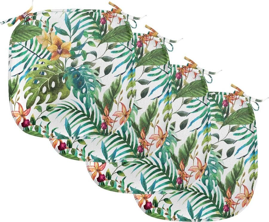 New Bed Blad Palmboom Bloemen Hibiscus Stoelkussen Set van 4 Anti-Slip Zitting Pad 40 cm x 40 cm