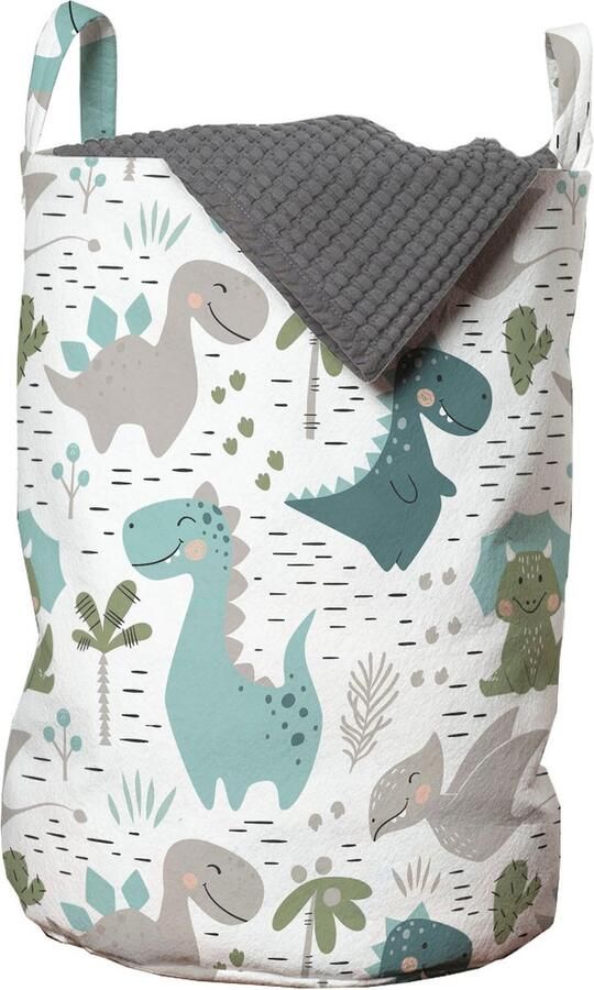 New Bed Blije Dinosaurussen Opbergmand kinderkamer met Deksel Speelgoedmand kinderen Speelgoedkist- Wasmand dinosaurus voor Kinderen Wasbox 33 x 48 cm