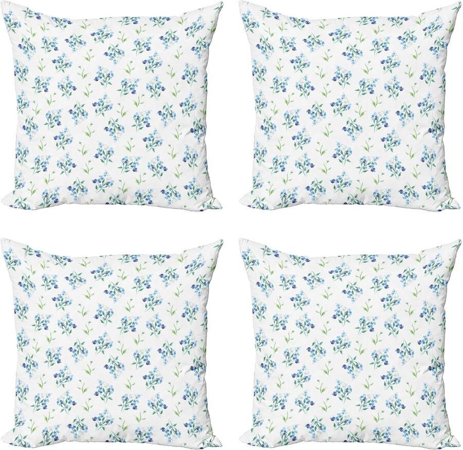 New Bed Bloemen Vergeet-me-nietjes Kunst Decoratieve Sierkussenhoes Set van 4 voor Bank Slaapkamer Woonkamer 41cm x 41cm Gedrukte Kussenhoes