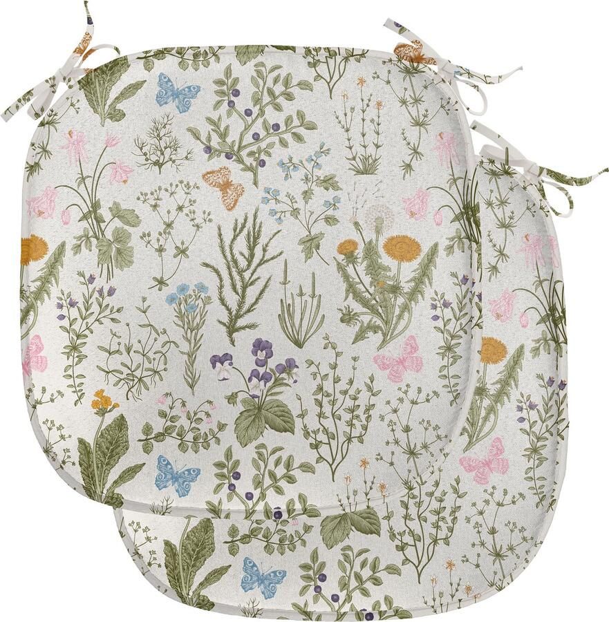 New Bed Bloemmotief Vintage tuinplanten Stoelkussen Set van 2 Anti-Slip Zitting Pad 40 cm x 40 cm
