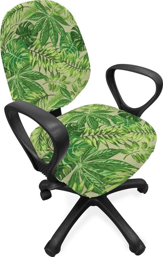 New Bed Groen blad Frisse Jungle Aloha Stoelhoes voor Bureaustoel Rekbare en Wasbare Stoffen Hoes Standaardmaat