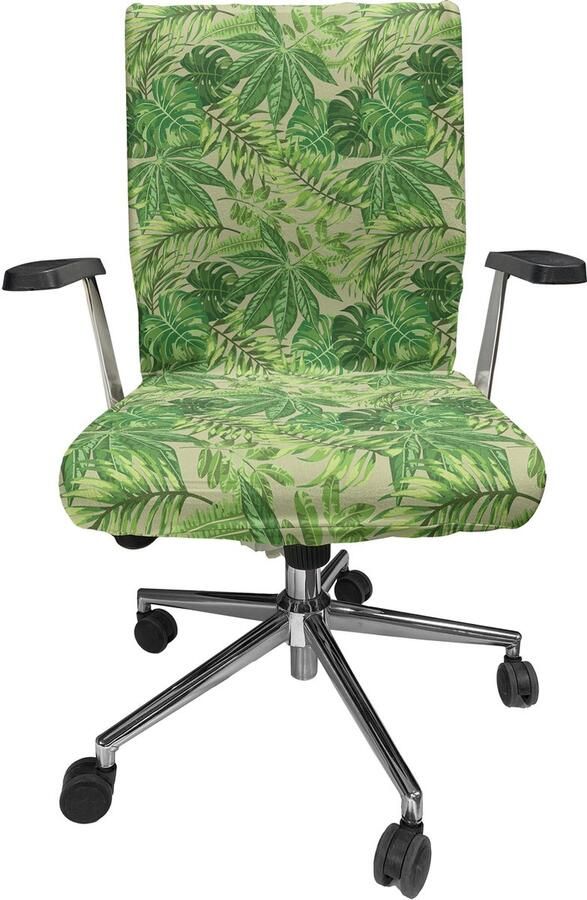 New Bed Groen blad Frisse Jungle Aloha Stoelhoes voor Bureaustoel Rekbare en Wasbare Stoffen Hoes Grote Maat