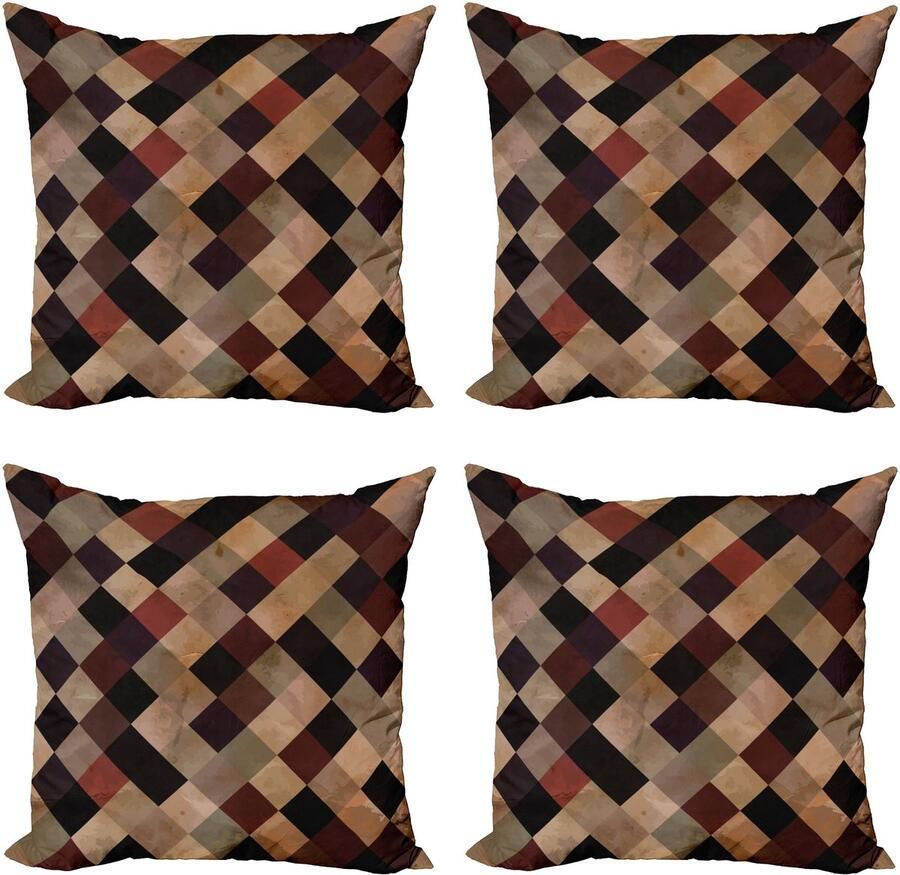 New Bed Grunge Antiek Bruin Getinte Raster Decoratieve Sierkussenhoes Set van 4 voor Bank Slaapkamer Woonkamer 41cm x 41cm Gedrukte Kussenhoes