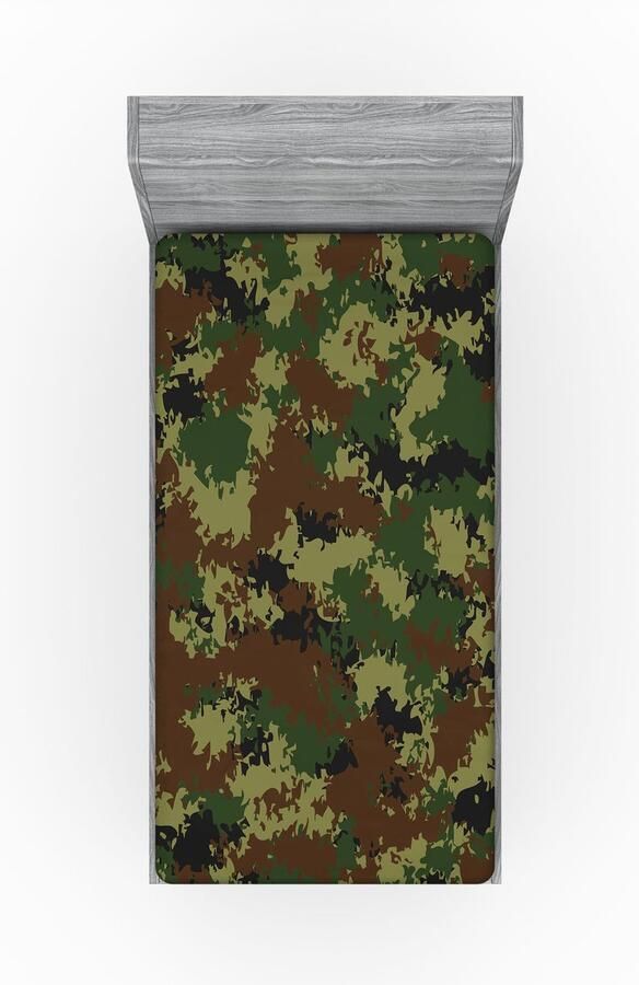 New Bed Hoeslaken met Elastiek Rondom Klassiek Camouflagepatroon Diepe Hoek Bedrukte Bedekking 90cm x 200cm