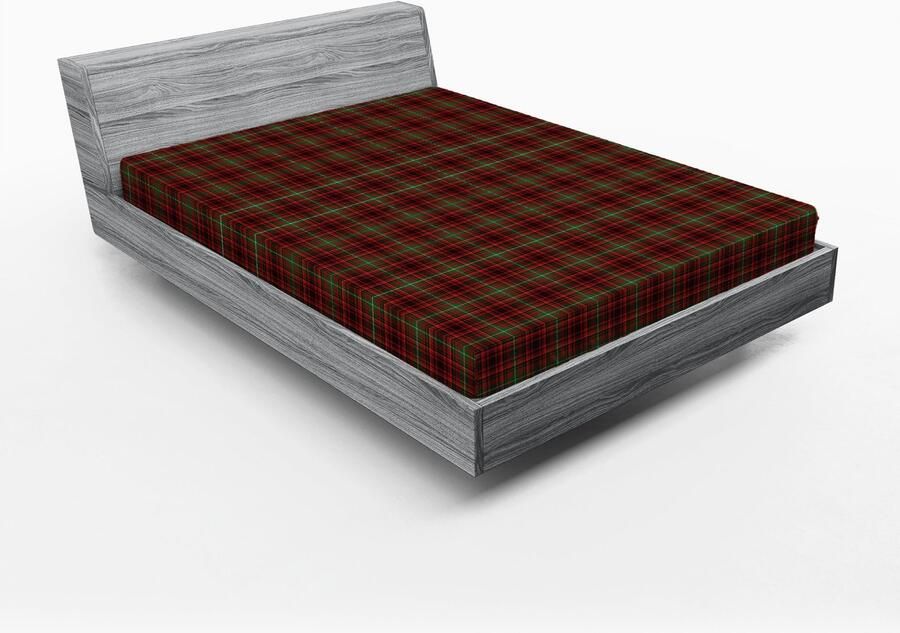 New Bed Hoeslaken met Elastiek rondom Ruitpatroon Schotse Stijl Illustratie Diepe Hoek Bedrukte Bedekking 180 cm x 200 cm