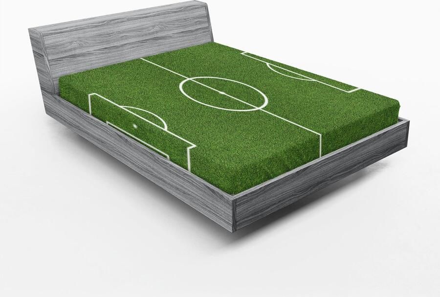 New Bed Hoeslaken met Elastiek Rondom Voetbalveldpatroon Diepe Hoek Bedrukte Bedekking 140cm x 200cm