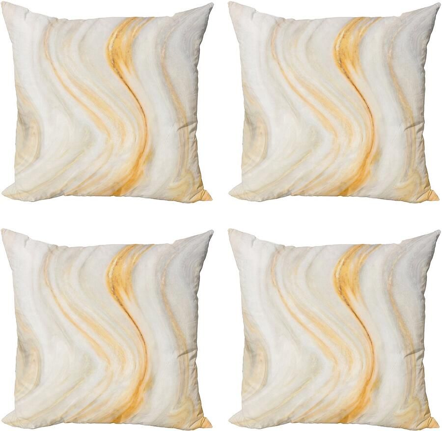 New Bed Ivoorcrème Golvend Marmer Effect Decoratieve Sierkussenhoes Set van 4 voor Bank Slaapkamer Woonkamer 46cm x 46cm Gedrukte Kussenhoes