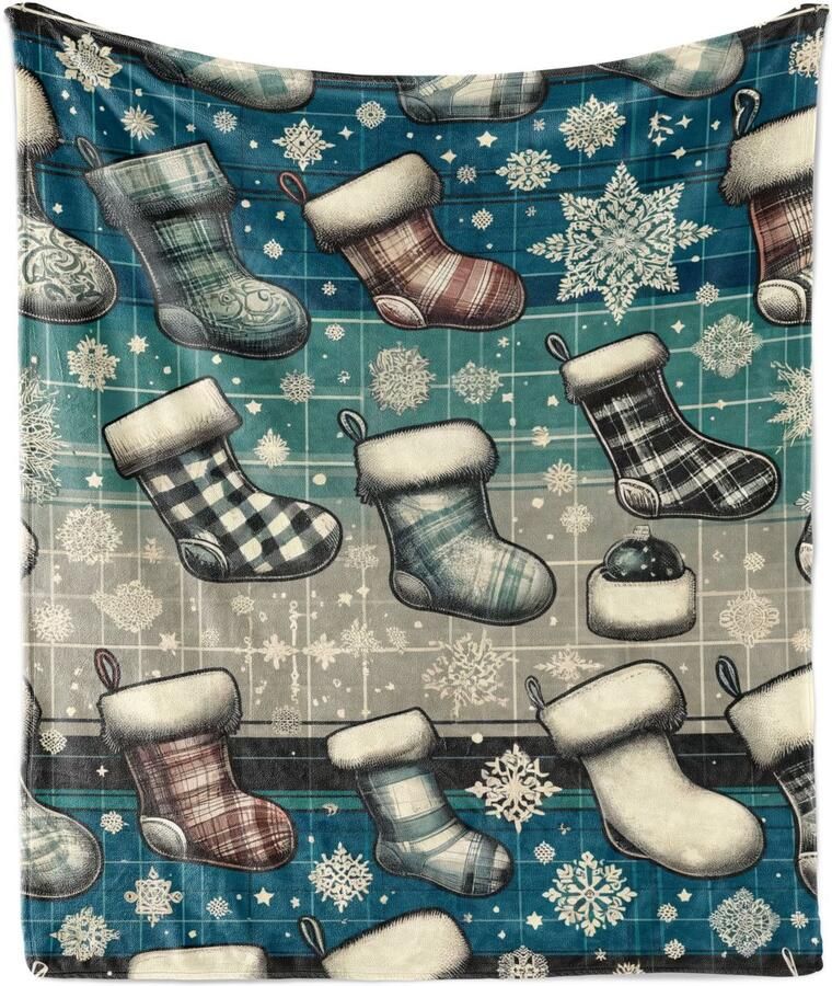 New Bed Kerstmis Koude kerstkous geruit Zachte Flanellen Fleece Deken 230 cm x 175 cm