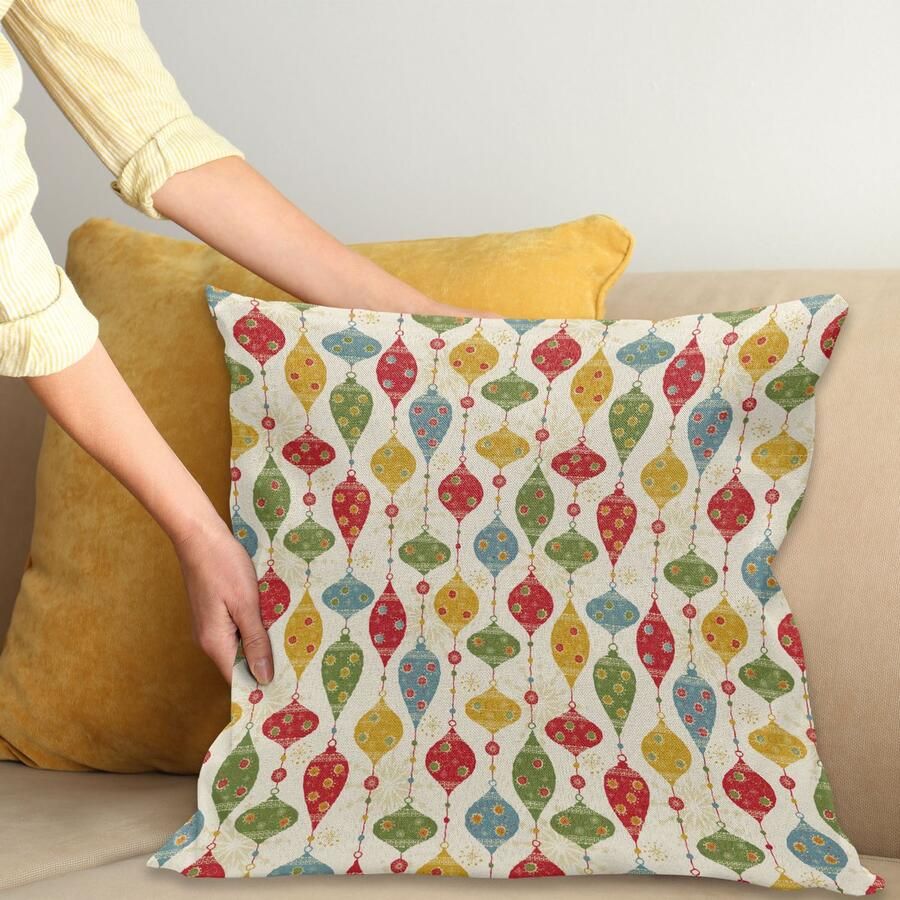 New Bed Kerstmis Traditionele Ballen Decoratieve Kussenhoes met Rits Dubbelzijdige Print voor Woonkamer Upgrade 50cm x 50cm