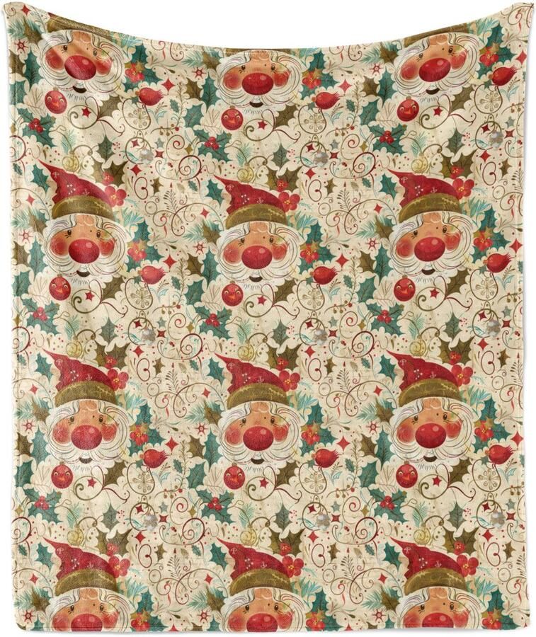 New Bed Kerstmis Vintage Kerstman Kunst Zachte Flanellen Fleece Deken 152 cm x 127 cm