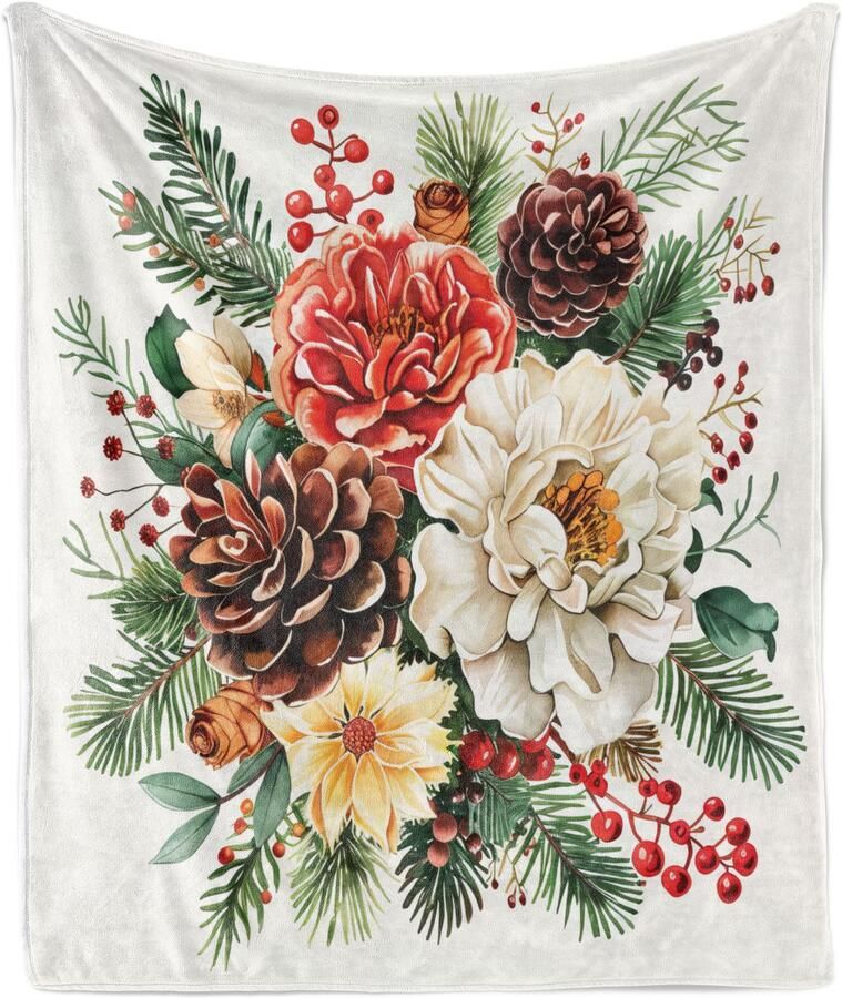 New Bed Kerstmis Vintage kerstversieringsprint Zachte Flanellen Fleece Deken 230 cm x 175 cm
