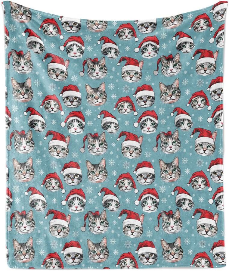 New Bed Kerstmis Vrolijk Kerstfeest Katten Kitten Zachte Flanellen Fleece Deken 230 cm x 175 cm