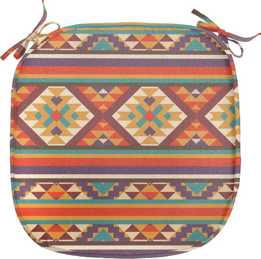 New Bed Kleurrijk Folkloristische Hispanische Motieven Stoelkussen Anti-Slip Zitting Pad 40 cm x 40 cm