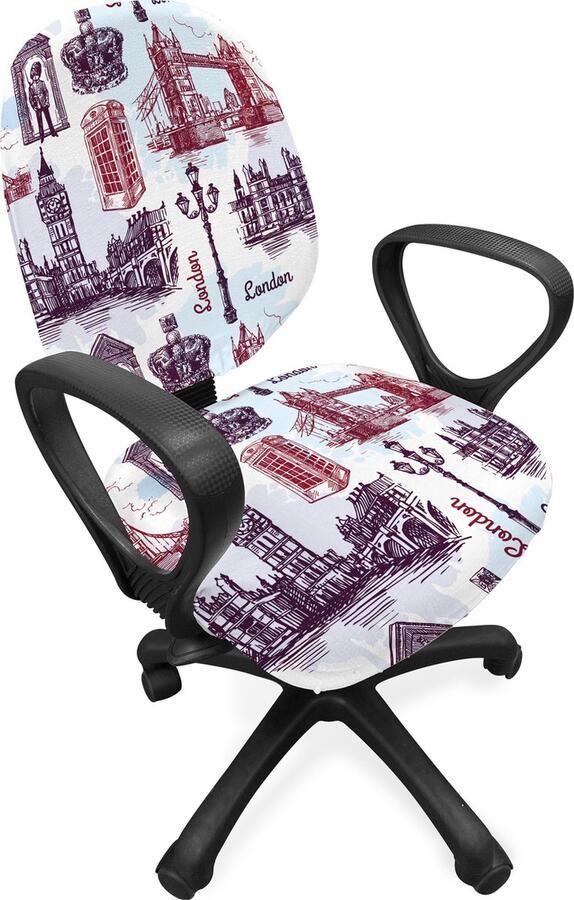New Bed Londen Stads Bezienswaardigheden Schets Stoelhoes voor Bureaustoel Rekbare en Wasbare Stoffen Hoes Standaardmaat