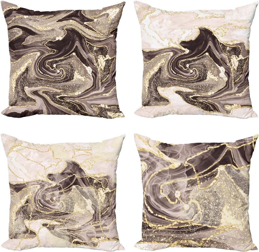 New Bed Marmerprint Moderne Patroon Golvende Kleuren en Abstracte Kussenhoes met sierkussen 4-pack modern accent dubbelzijdig digitaal bedrukt 50 cm x 50 cm