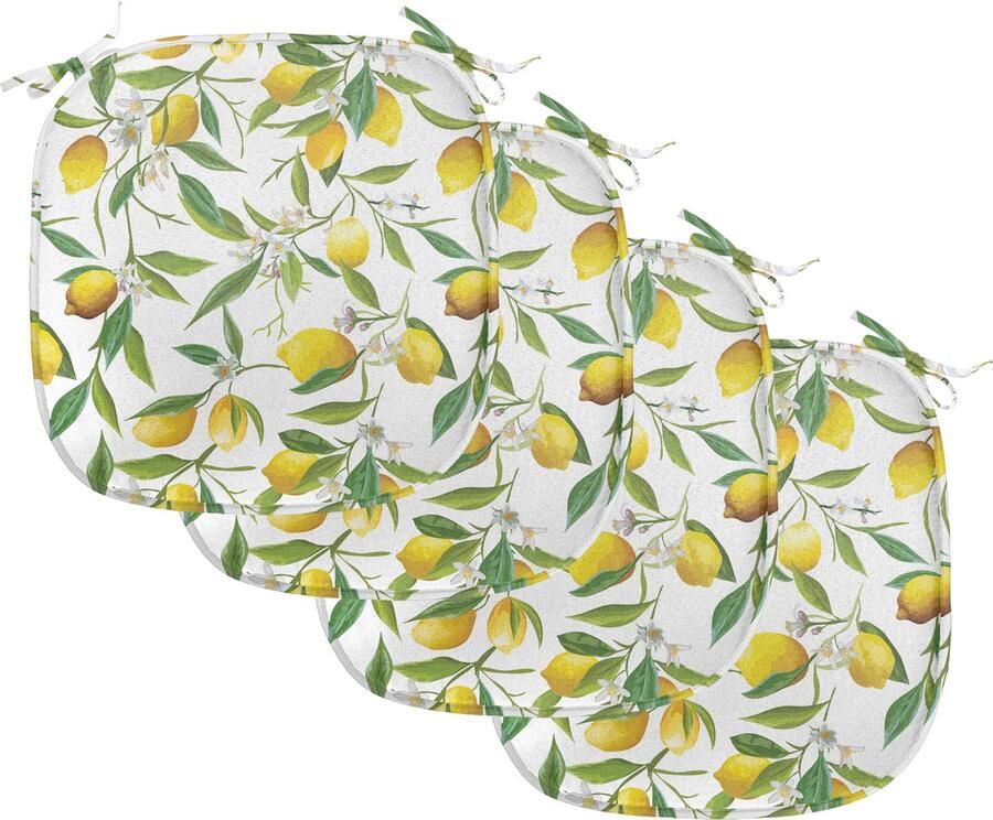 New Bed Natuur Citroen houtachtig romantisch Stoelkussen Set van 4 Anti-Slip Zitting Pad 40 cm x 40 cm