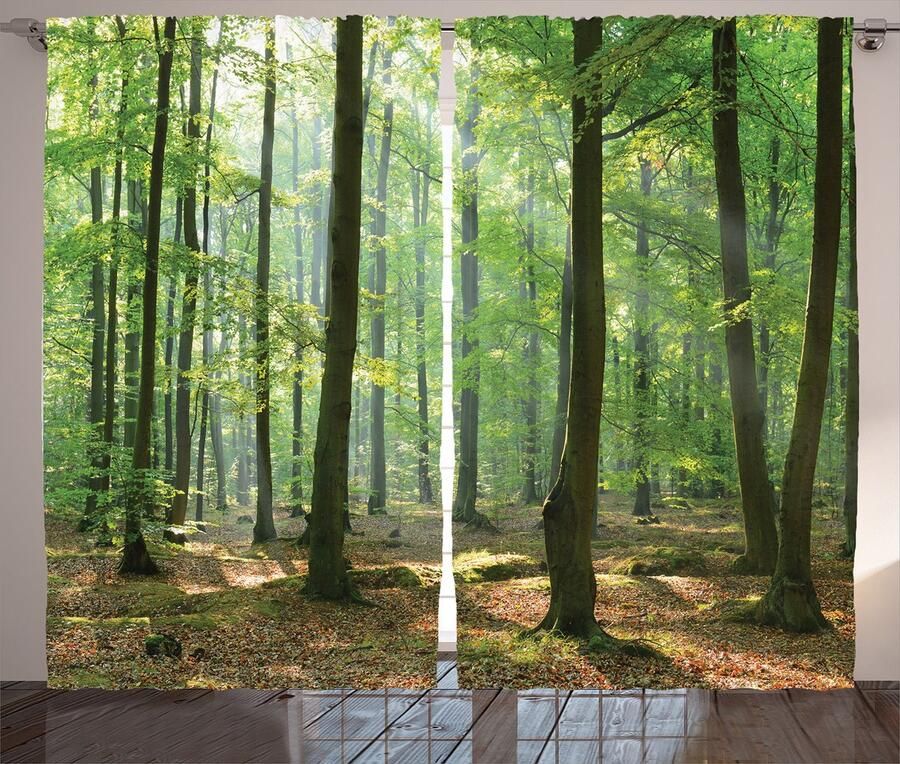 New Bed Natuur Ochtendbos Boerderij Gedrukte Gordijnen voor Woonkamer Slaapkamer Upgrade Raambekleding 2-Delige Set 280cm x 245cm