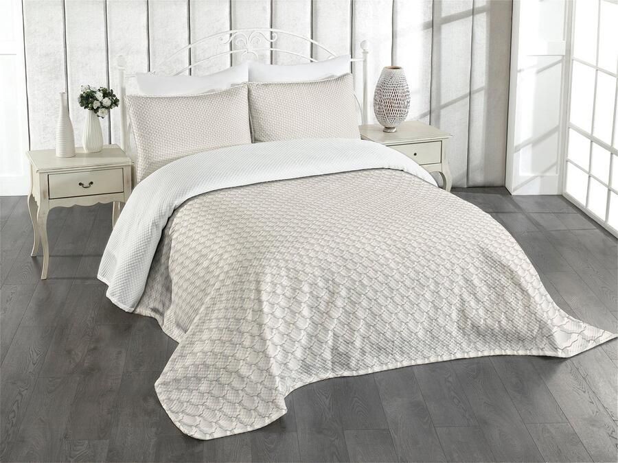 New Bed Neutrale kleur Motiefachtige Patronen Bedsprei Set met 3-delige decoratieve bedsprei en 2 kussenslopen