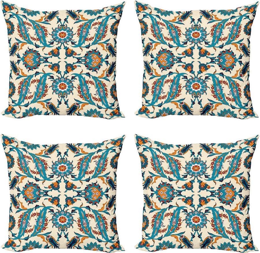 New Bed Oosters Antiek Boho Motief Print Decoratieve Sierkussenhoes Set van 4 voor Bank Slaapkamer Woonkamer 51cm x 51cm Gedrukte Kussenhoes