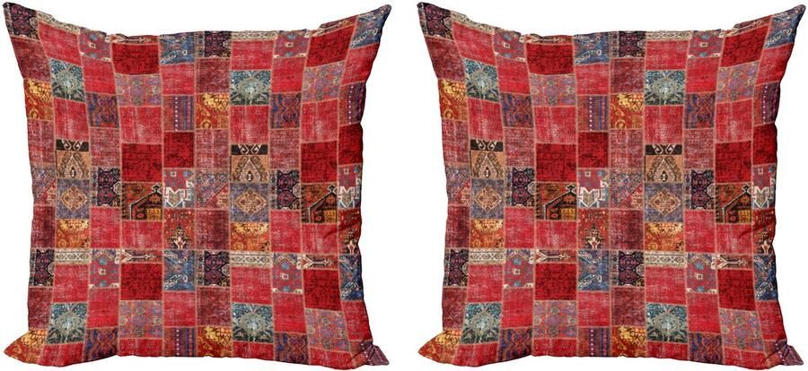 New Bed Oosters Etnische Ornamentale Vierkanten Decoratieve Sierkussenhoes Set van 2 voor Bank Slaapkamer Woonkamer 51cm x 51cm Gedrukte Kussenhoes