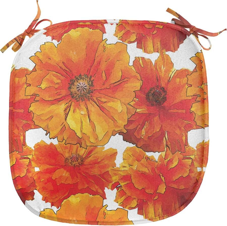 New Bed Oranje Antieke Boheemse Klaprozen Stoelkussen Anti-Slip Zitting Pad 40 cm x 40 cm