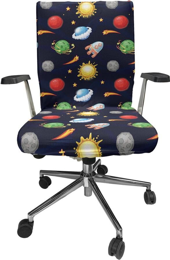New Bed Ruimte Cosmos met Zon Planeten Stoelhoes voor Bureaustoel Rekbare en Wasbare Stoffen Hoes Grote Maat