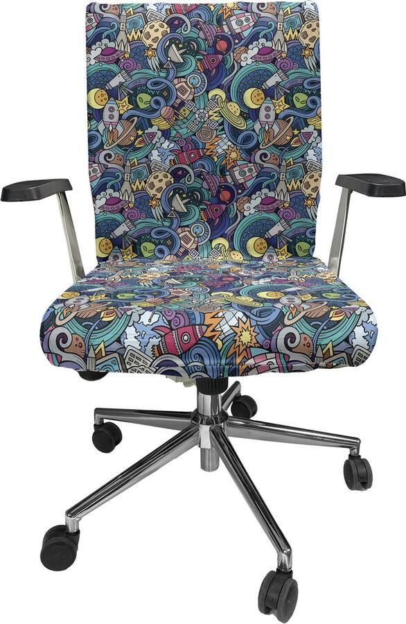 New Bed Ruimte Wetenschappelijke Fictie Afbeelding Stoelhoes voor Bureaustoel Rekbare en Wasbare Stoffen Hoes Grote Maat