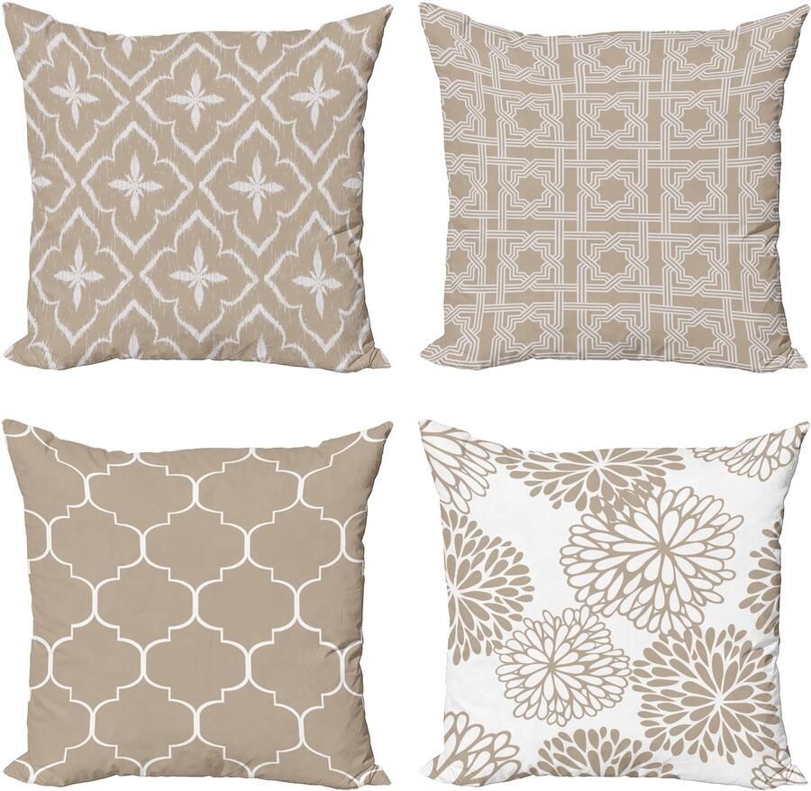 New Bed Vintage Monochroom Ontwerp Raster Trellis Quatrefoil Kussenhoes met sierkussen 4-pack modern accent dubbelzijdig digitaal bedrukt 45 cm x 45 cm