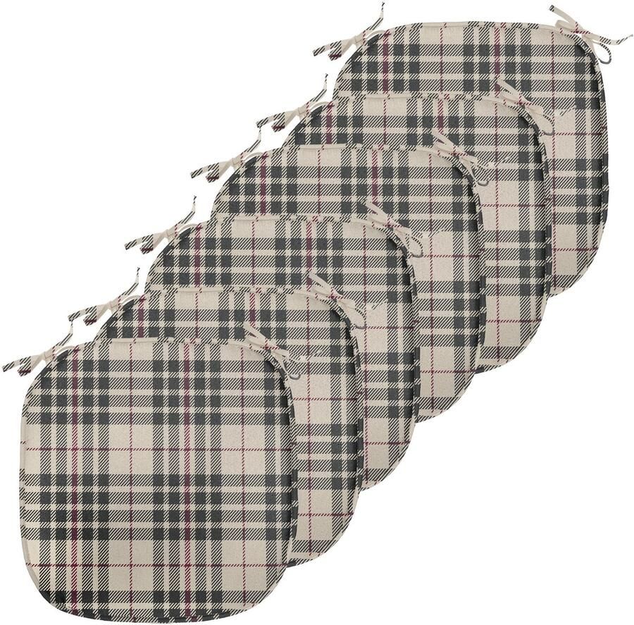 New Bed Vintage Tartan Britse Heraldiek Stoelkussen Set van 6 Anti-Slip Zitting Pad 40 cm x 40 cm