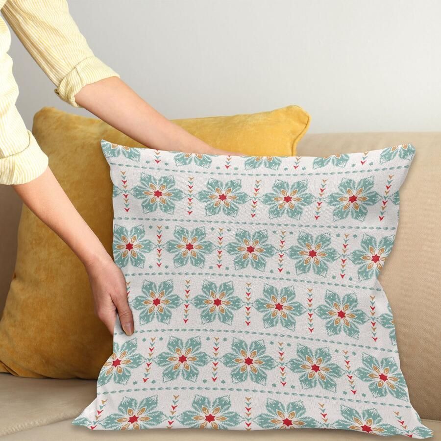 New Bed Vintage Winter Noel Vibe Kerstster Decoratieve Kussenhoes met Rits Dubbelzijdige Print voor Woonkamer Upgrade 60cm x 60cm