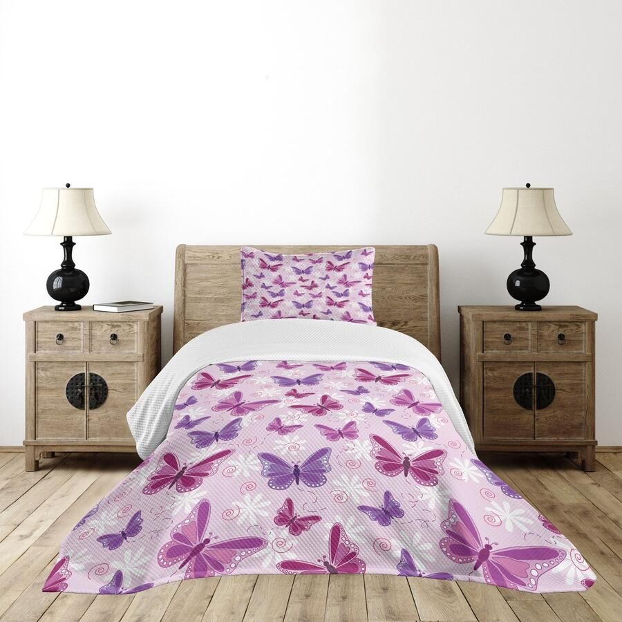 New Bed Vlinder Vleugels Dansende Hippie Kunst Bedsprei Set met 2-delige decoratieve bedsprei en een kussensloop