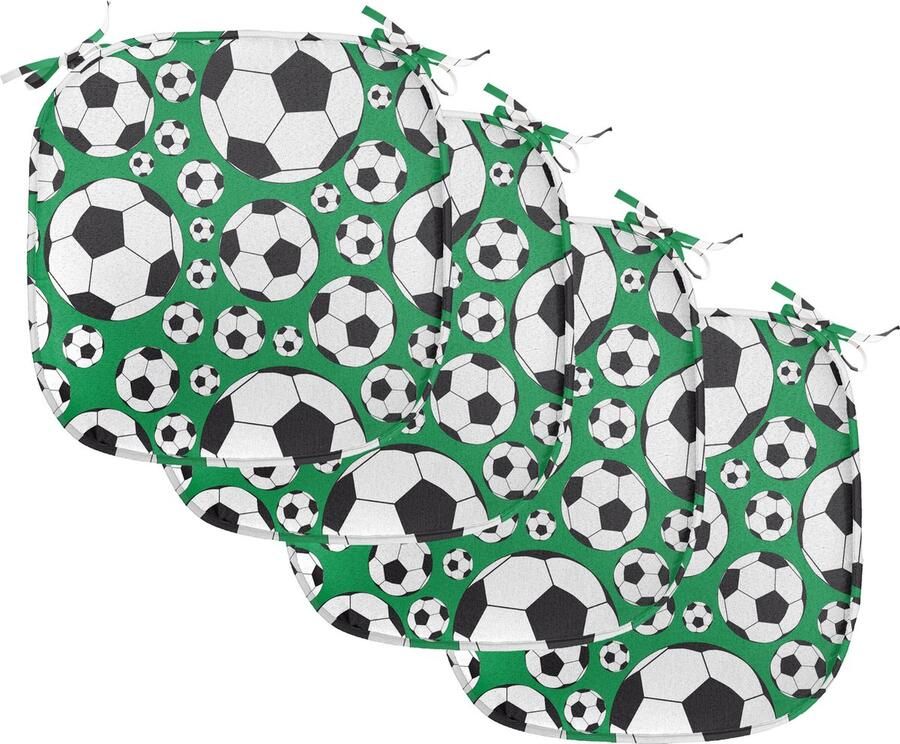New Bed Voetbal Populair Sport Motief Stoelkussen Set van 4 Anti-Slip Zitting Pad 40 cm x 40 cm