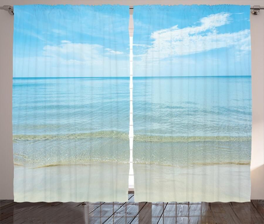 New Bed Zomer Zee Horizon Kust Strand Gedrukte Gordijnen voor Woonkamer Slaapkamer Upgrade Raambekleding 2-Delige Set 280cm x 260cm