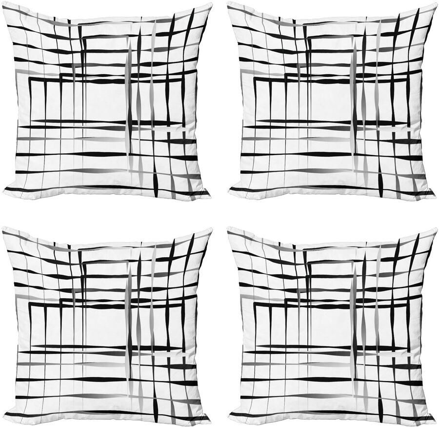 New Bed Zwart Abstracte Kunst Geometrisch Decoratieve Sierkussenhoes Set van 4 voor Bank Slaapkamer Woonkamer 41cm x 41cm Gedrukte Kussenhoes
