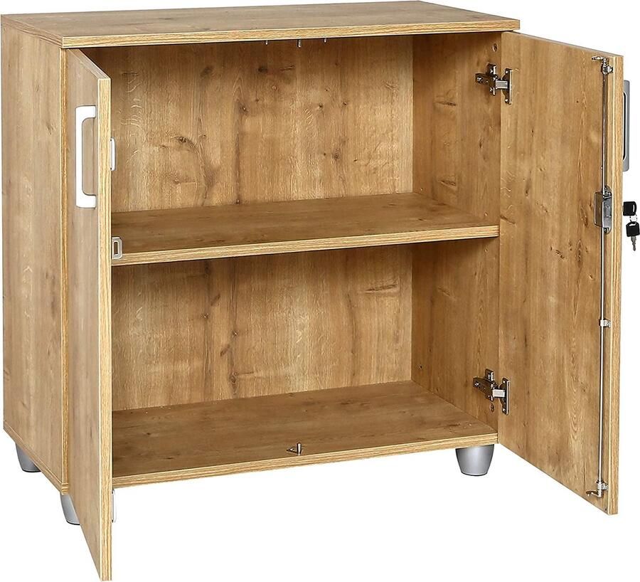 New Furni 24 Archiefkast 80 cm x 40 cm x 80 cm saffier eiken decor