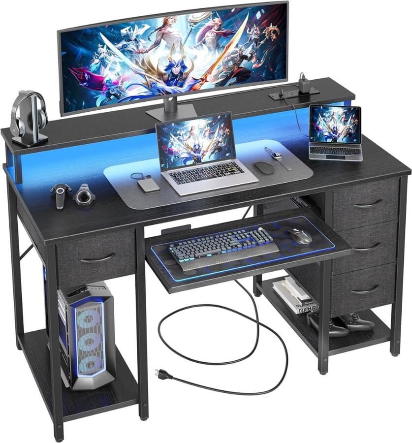NewWave Gamebureau Modern Met Oplaaddock Met Stopcontact 120x50cm